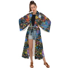 Abstract Paint Splatters Maxi Kimono by SpinnyChairDesigns