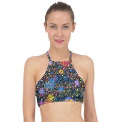 Abstract Paint Splatters Racer Front Bikini Top by SpinnyChairDesigns