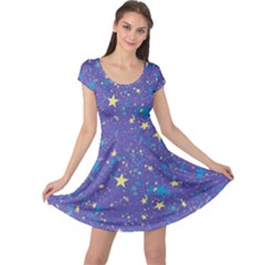 Starry Night Purple Cap Sleeve Dress by SpinnyChairDesigns