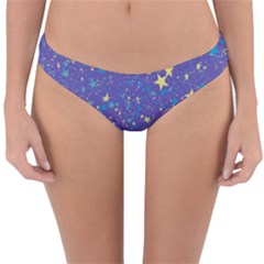 Starry Night Purple Reversible Hipster Bikini Bottoms by SpinnyChairDesigns