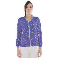 Starry Night Purple Women s Windbreaker by SpinnyChairDesigns