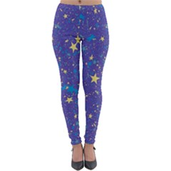 Starry Night Purple Lightweight Velour Leggings by SpinnyChairDesigns