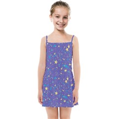 Starry Night Purple Kids  Summer Sun Dress by SpinnyChairDesigns