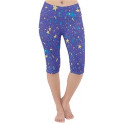 Starry Night Purple Lightweight Velour Cropped Yoga Leggings