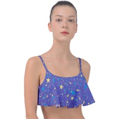 Starry Night Purple Frill Bikini Top by SpinnyChairDesigns