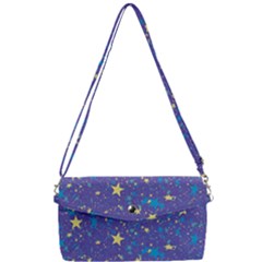 Starry Night Purple Removable Strap Clutch Bag by SpinnyChairDesigns