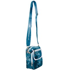 Teal Floral Print Shoulder Strap Belt Bag by SpinnyChairDesigns