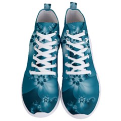 Teal Floral Print Men s Lightweight High Top Sneakers by SpinnyChairDesigns