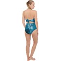 Teal Floral Print Scallop Top Cut Out Swimsuit View2