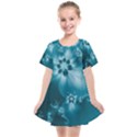 Teal Floral Print Kids  Smock Dress View1