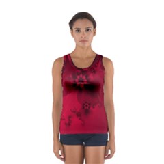 Scarlet Red Floral Print Sport Tank Top  by SpinnyChairDesigns