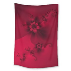 Scarlet Red Floral Print Large Tapestry by SpinnyChairDesigns
