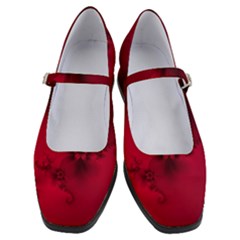 Scarlet Red Floral Print Women s Mary Jane Shoes by SpinnyChairDesigns