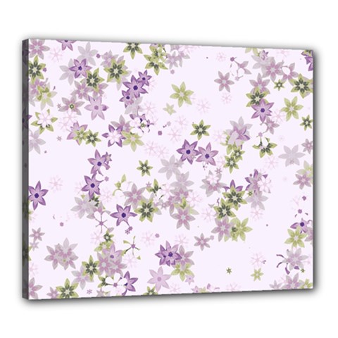 Purple Wildflower Print Canvas 24  X 20  (stretched) by SpinnyChairDesigns