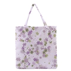 Purple Wildflower Print Grocery Tote Bag by SpinnyChairDesigns