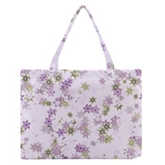 Purple Wildflower Print Zipper Medium Tote Bag by SpinnyChairDesigns