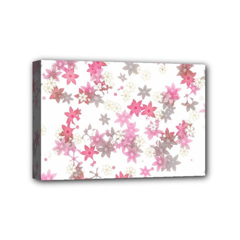 Pink Wildflower Print Mini Canvas 6  X 4  (stretched) by SpinnyChairDesigns