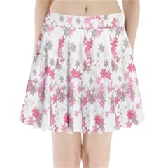 Pink Wildflower Print Pleated Mini Skirt by SpinnyChairDesigns