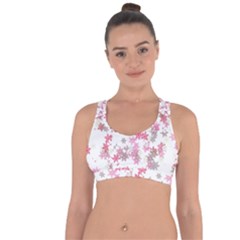 Pink Wildflower Print Cross String Back Sports Bra by SpinnyChairDesigns