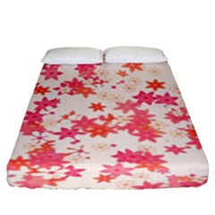 Vermilion And Coral Floral Print Fitted Sheet (king Size) by SpinnyChairDesigns