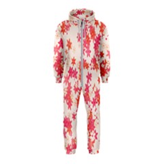 Vermilion And Coral Floral Print Hooded Jumpsuit (kids) by SpinnyChairDesigns