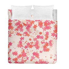 Vermilion And Coral Floral Print Duvet Cover Double Side (full/ Double Size) by SpinnyChairDesigns