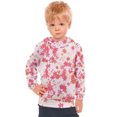 Vermilion And Coral Floral Print Kids  Hooded Pullover by SpinnyChairDesigns