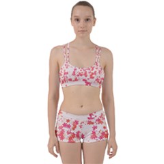 Vermilion and Coral Floral Print Perfect Fit Gym Set