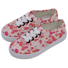 Vermilion And Coral Floral Print Kids  Classic Low Top Sneakers by SpinnyChairDesigns