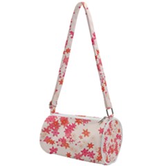 Vermilion And Coral Floral Print Mini Cylinder Bag by SpinnyChairDesigns