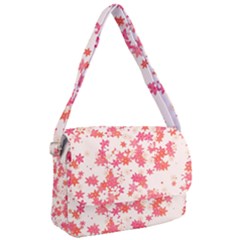 Vermilion And Coral Floral Print Courier Bag by SpinnyChairDesigns