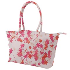Vermilion and Coral Floral Print Canvas Shoulder Bag