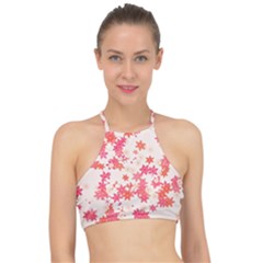 Vermilion and Coral Floral Print Racer Front Bikini Top
