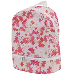 Vermilion And Coral Floral Print Zip Bottom Backpack by SpinnyChairDesigns