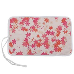 Vermilion And Coral Floral Print Pen Storage Case (s) by SpinnyChairDesigns