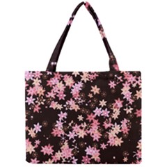 Pink Lilies On Black Mini Tote Bag by SpinnyChairDesigns