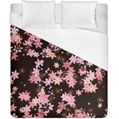 Pink Lilies on Black Duvet Cover (California King Size)