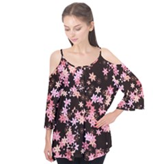 Pink Lilies on Black Flutter Tees