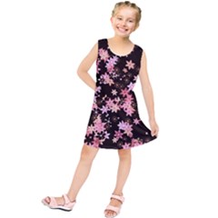Pink Lilies on Black Kids  Tunic Dress