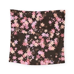 Pink Lilies on Black Square Tapestry (Small)