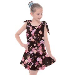 Pink Lilies on Black Kids  Tie Up Tunic Dress