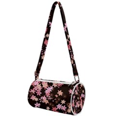 Pink Lilies On Black Mini Cylinder Bag by SpinnyChairDesigns