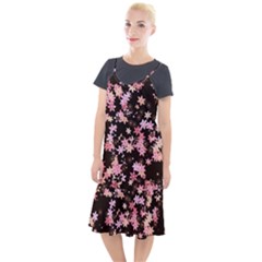 Pink Lilies on Black Camis Fishtail Dress