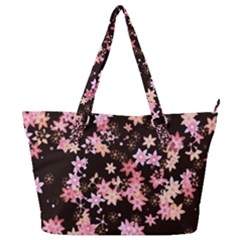 Pink Lilies on Black Full Print Shoulder Bag