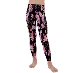 Pink Lilies on Black Kids  Lightweight Velour Leggings