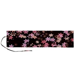 Pink Lilies on Black Roll Up Canvas Pencil Holder (L)