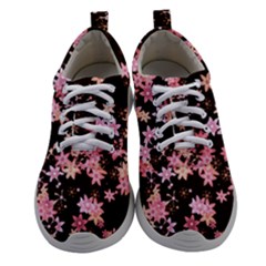 Pink Lilies On Black Athletic Shoes by SpinnyChairDesigns