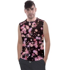 Pink Lilies On Black Men s Regular Tank Top by SpinnyChairDesigns