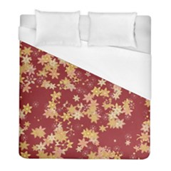 Gold And Tuscan Red Floral Print Duvet Cover (full/ Double Size) by SpinnyChairDesigns