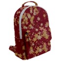 Gold and Tuscan Red Floral Print Flap Pocket Backpack (Large) View2